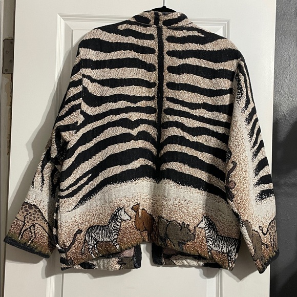 Sugar Street Weavers Safari Art to Wear Tapestry Jacket Vintage Size S-L - Picture 4 of 12